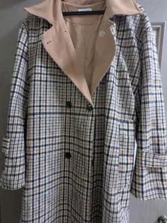 チェック柄ロングコート