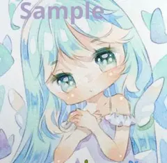 手描きイラスト　オリジナル　ハガキサイズ　透明水彩