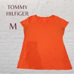 TOMMY HILFIGER トミー オレンジ Vネック Tシャツ M 半袖