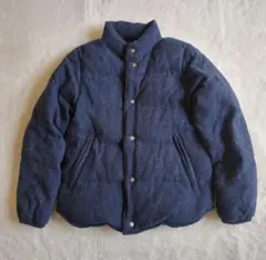 アーバンリサーチ ダウンジャケット ネップツイード ヘリンボーン 青 メンズ