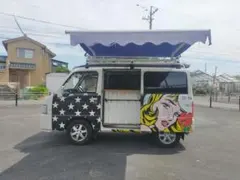 スバル　サンバー　軽自動車　キッチンカー　車検有　サイド大型開閉オーニング付のサムネイル
