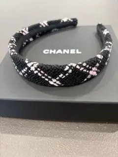 CHANEL カチューシャ ツイード ブラック ピンクのサムネイル
