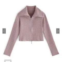 グレイル　ダブルジップラメニットショート丈トップス K9314e M