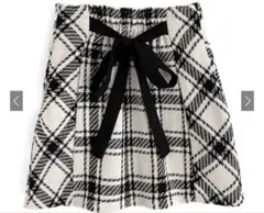 GRL バックリボンツイードチェックミニスカート ブラック スナ系 秋 冬