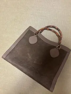 GUCCI バンブーハンドル スエード トートバッグ ブラウンのサムネイル
