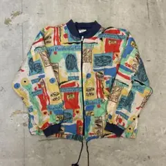【希少】90s ヴィンテージ ユーロアート 総柄 ブルゾンジャケットのサムネイル