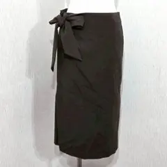 DISCOAT ラップスカート カーキブラウン系（M）膝丈 ウエストゴム 上品のサムネイル
