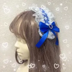 【ハンドメイド】リボンヘッドドレス ブルー