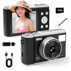 デジタルカメラ 4K 5000万画素 16倍ズーム 32GB付