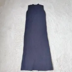 GRL リブニットノースリーブワンピース 黒 モックネック F【C207】