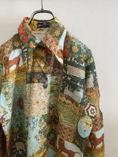 Vintage パッチワーク風プリント　ブラウスのサムネイル