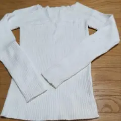 GRL ホワイト リブ編み 長袖ニット