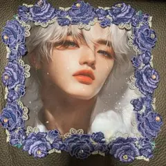 おしゃれレースタオルハンカチ　イケメン君　薔薇