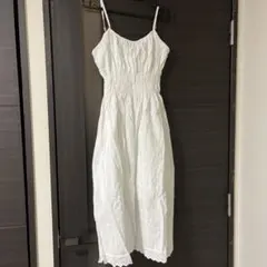 ホワイト スモッキング キャミワンピース