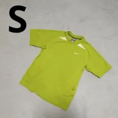 NIKE ナイキ ランニング Tシャツ 刺繍ロゴ ライムグリーン ドライフィット