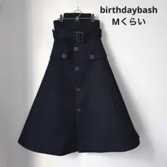 birthdaybashバースデーバッシュベルト付きロングフレアースカート黒のサムネイル