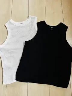 メッシュタンクトップ2枚セット（白・黒）