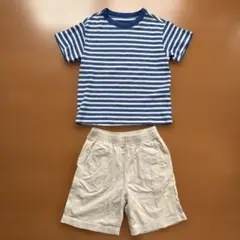 UNIQLO キッズ ボーダーTシャツ ショートパンツ セット 120のサムネイル