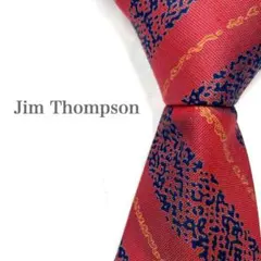 ◆美品◆Jim Thompson ネクタイ 赤色 ストライプ カジュアルのサムネイル