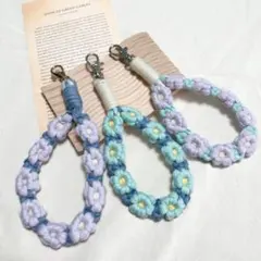 【新カラー追加】オーダー　マクラメ　フラワー　ハンドストラップ　スマホストラップ