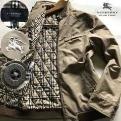 美品/Lサイズ●バーバリーブラックレーベル ブルゾン チェック ホース キャメル