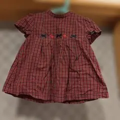 familiar チェック柄 半袖ワンピース 100