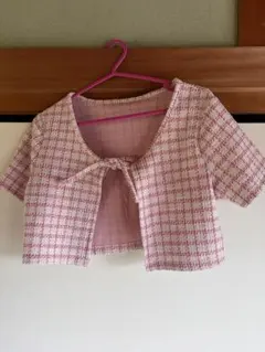 SHEIN 半袖カーディガン ピンク チェック