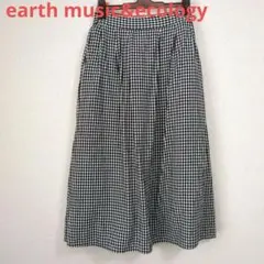 earth music&ecology チェック柄フレアロングスカート