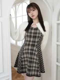 【新品タグ付き】LIP SERVICE フェザーチェックアンサンブルワンピース