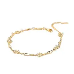 【即日〜翌日発送】フラワーブレスレット　ゴールド　チェーン　上品　*b23