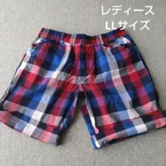 ショートパンツ　LLサイズ　チェック　レディース