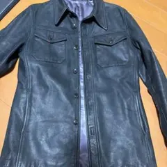 BISHOP&BISHOP スタッズ レザージャケット 本革 シルク ブラック 