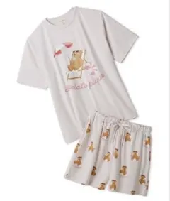 ジェラートピケ「接触冷感」サマーベア柄ワンポイントTシャツ＆ショートパンツセット