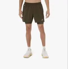 アシックス ランニング 5インチショーツ 2in1 XS ブラウンストーン