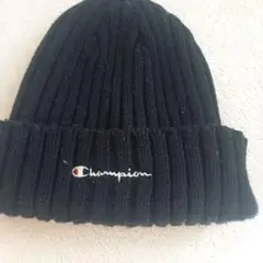 Champion リブ編みニット帽 黒
