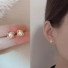 パールピアス ゴールド 韓国 パール