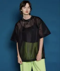MAISON SPECIAL シアーラッセルオーバートップ ブラック 刺繍ロゴのサムネイル
