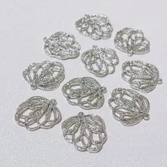 9個 シルバーチャーム 透かしパーツ