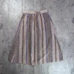 90’s フレアスカート ひざ丈 ストライプ柄 ヴィンテージ USA製 古着のサムネイル