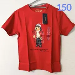 新作◇ラルフローレン ポロベア ロゴコットンTシャツ M/150 赤