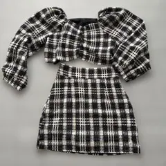 GRL グレイル ツイードチェック柄 スカートセットアップ M