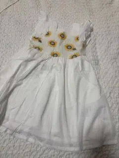 プティマインひまわり柄 ノースリーブワンピース 100cm