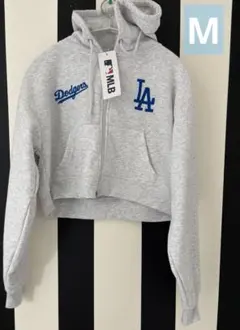新品　MLB公式　ロサンゼルスドジャース　ダブルジップ　クロップドパーカー