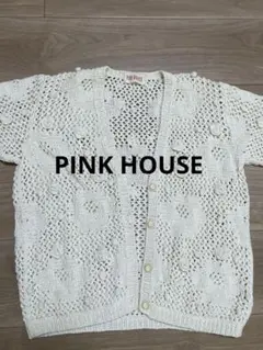 PINKHOUSE 立体花モチーフ花柄かぎ編みニットカーディガン