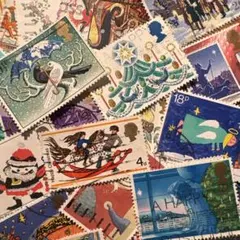おしゃれな外国切手　イギリス　クリスマス切手　24種　24枚　海外切手　紙もの