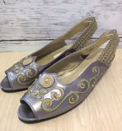 【希少✨】ENRICA MASSEIシルバー 刺繍ヴィンテージ サンダル23cm