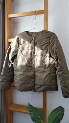 無印良品／ダウンノーカラージャケット　カーキ　Lサイズ