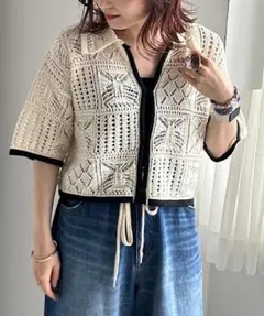 PAGEBOY ページボーイ クロシェライクシャツカーディガンのサムネイル