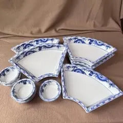 新品未使用品】清水焼・京焼☆京泉☆扇面皿☆四季折々の草花柄☆山水画