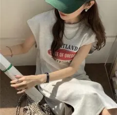 ワンピース　ロング　カジュアル　オートミール　スウェット